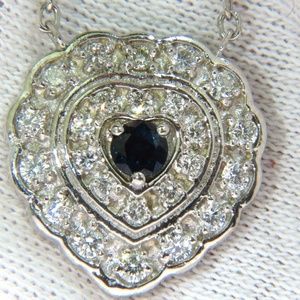 1.25CT NATURAL SAPPHIRE DIAMOND CLUSTER NECKLACE*